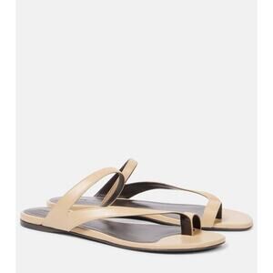 Khaite Aimee Flat Leather Sandal in Nude 36.5